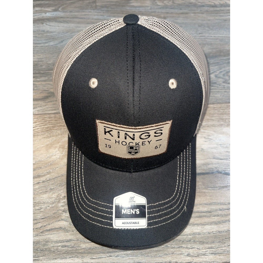 Los Angeles Kings Hockey Baseball Adjustable Hat * Black Tan Taupe * Trucker